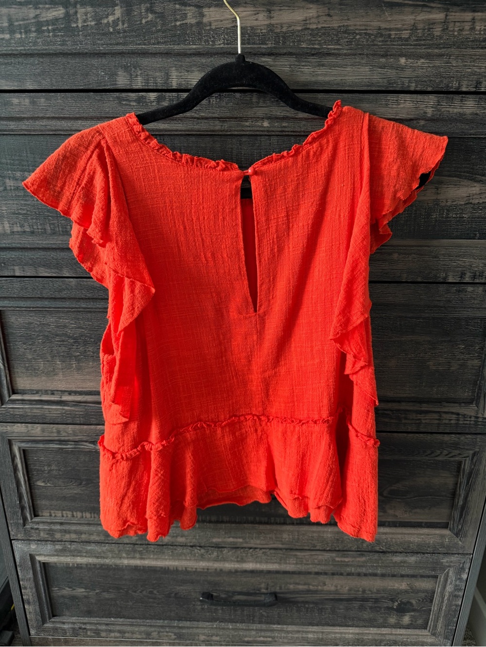 Maeve Red Ruffle Flutter Sleeve Top - Picture 3 of 4